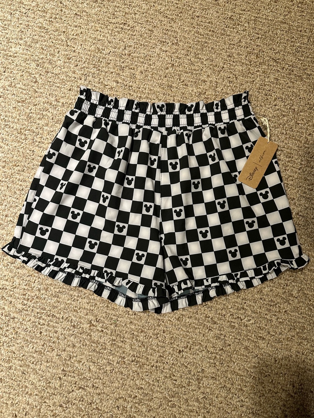 Disney Albion Mickey Checkerboard Black & White Women's Shorts